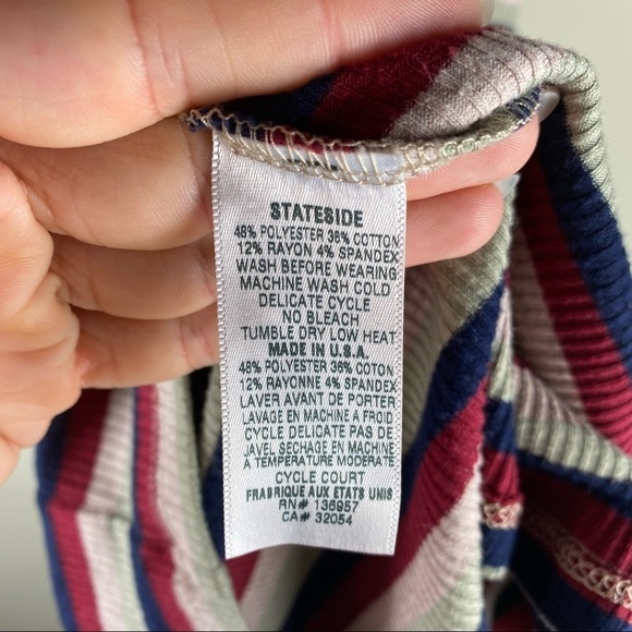 Stateside: Bodycon Striped Cycle Court Mini Ribbed T-Shirt Dress Size Large - Picture 4 of 5